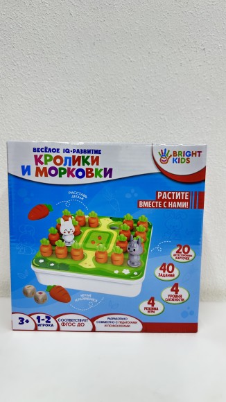 Головоломка.Серия"Веселое IQ-развитие".Кролики и морковки(4уровня сложности, 40 заданий)(Арт.И-7828)